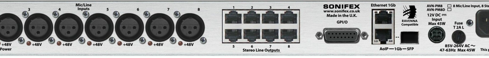 Interface Audio AoIp AES67 8 entrées micro-Lignes Sonifex