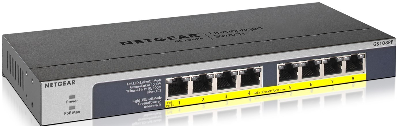 Switch 8 ports PoE+ 120w 10/100/1000 Mbps