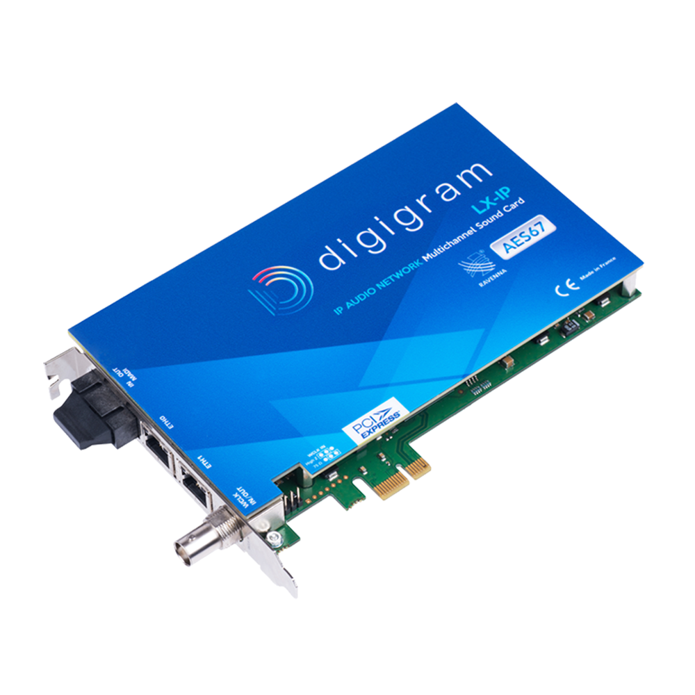 LX-IP Digigram Carte son multicanal AoIP AES67 Ravenna