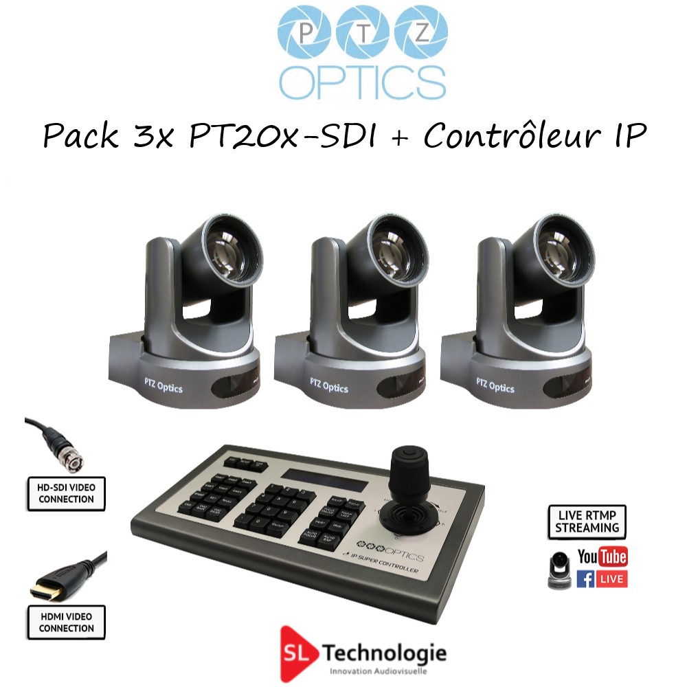 Pack 3x PT20X-SDI + Controleur IP – PTZOPTICS