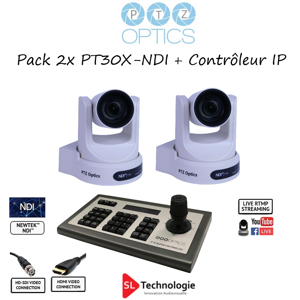 Pack 2x PT30X NDI PTZOptics + PTJOYG3