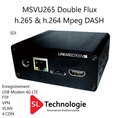 MSVU265 SDI Double Flux Encodeur Vidéo HEVC/H.265 & MPEG4/H.264 – Enregistrement – MPEG DASH