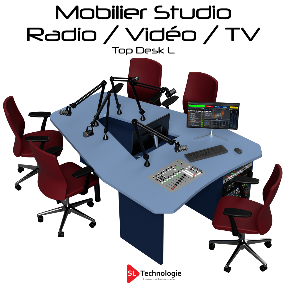 Top Desk L Mobilier Studio Radio – Vidéo – 5 Personnes