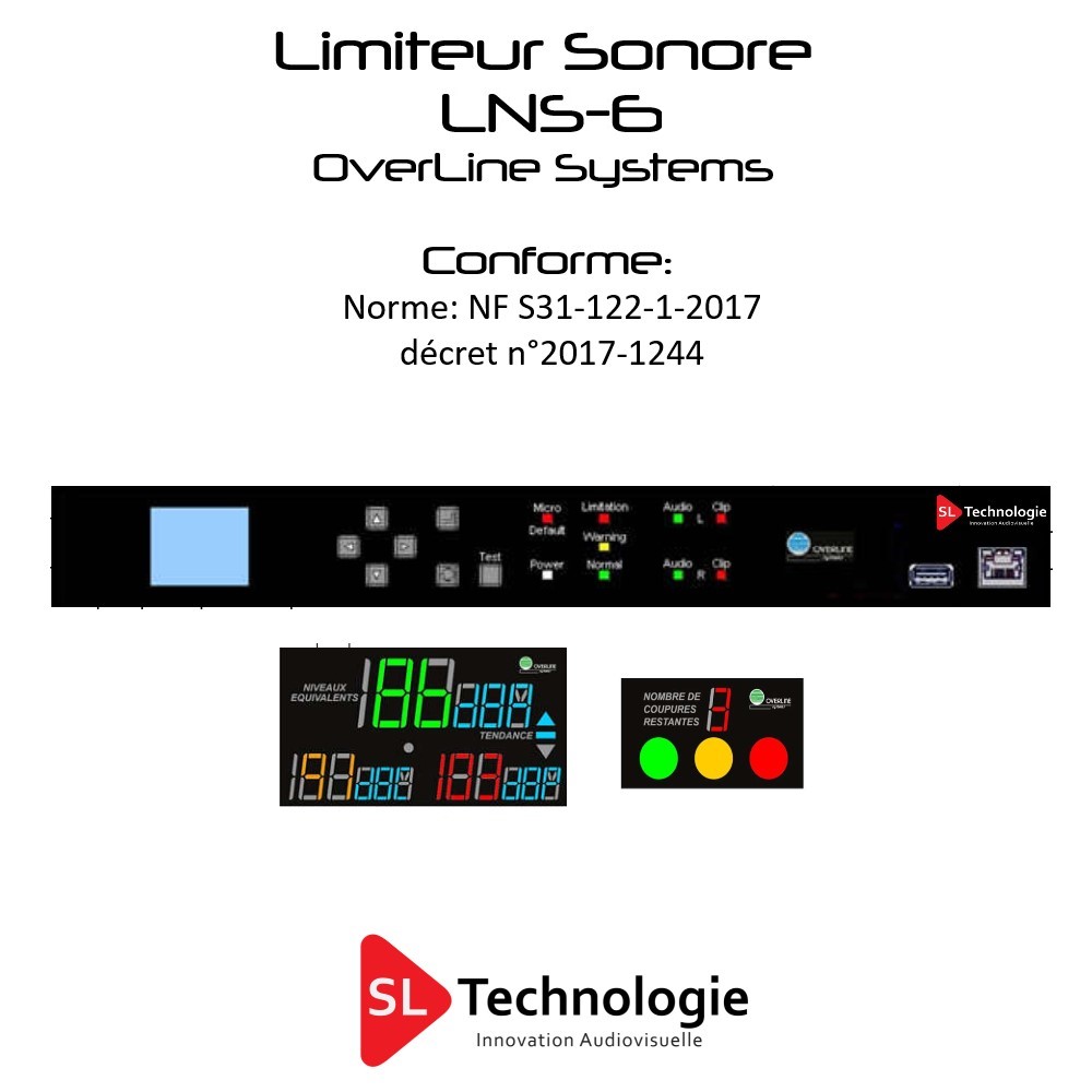 LNS-6 Limiteur de niveau sonore par bande d’octave Norme NF S31-122-1-2017 / Decret 2017-1244