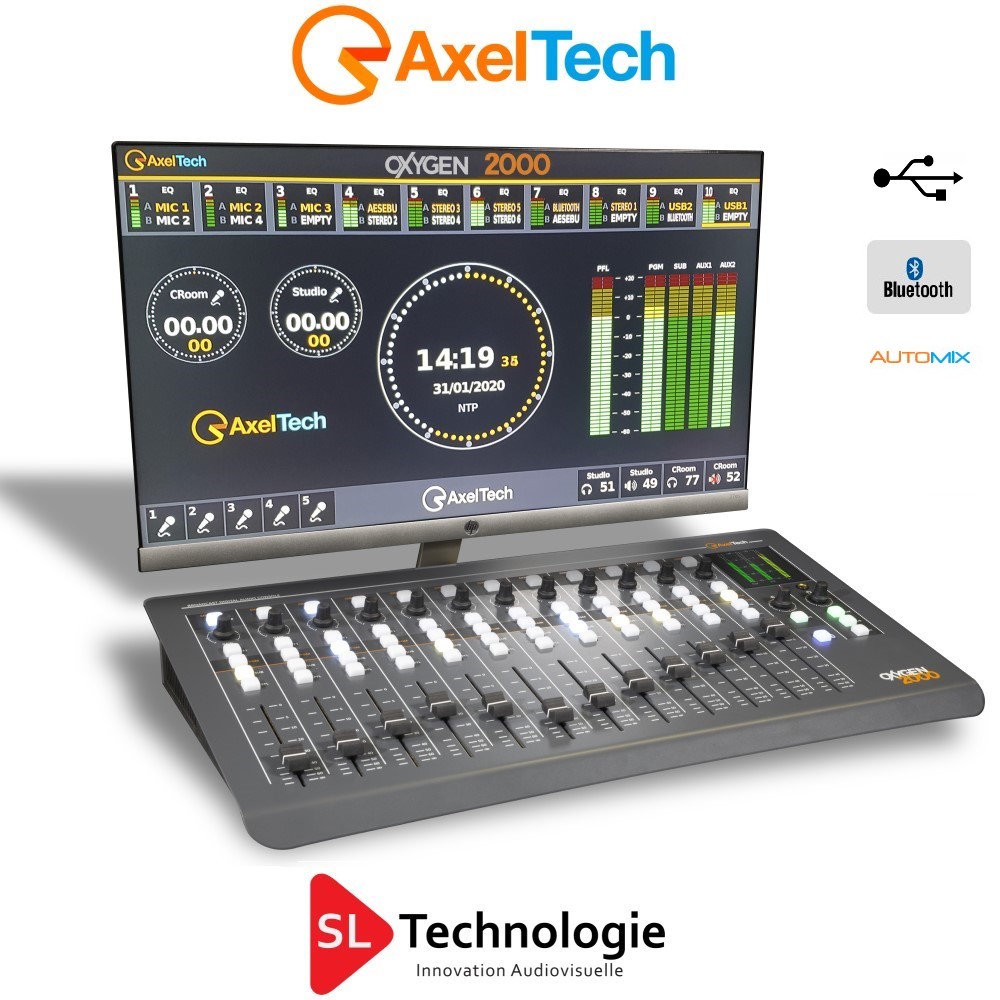 Oxygen 2000-V2 Axel Technology Console Numérique Broadcast Version Dante AES67