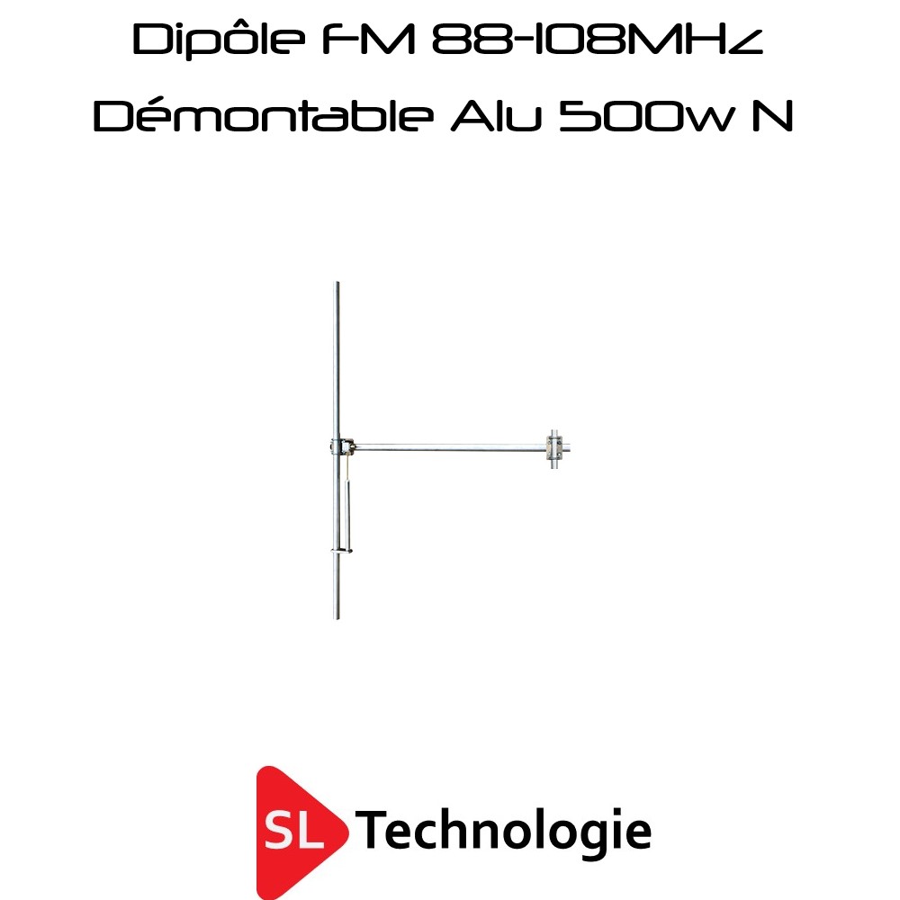 Antenne Dipôle 88-108MHz FM Démontable Aluminium 500w N