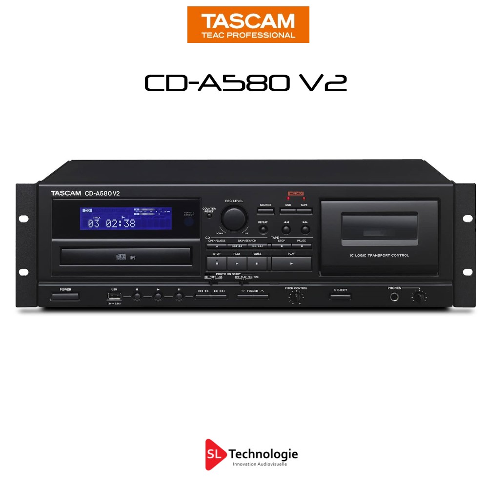 CD-A580 V2 TASCAM Lecteur de CD – platine cassette – Enregistreur USB