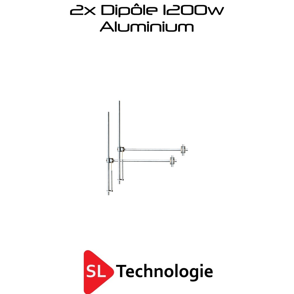 Système 2xAntenne Dipôle 88-108MHz FM Alu 1,2Kw