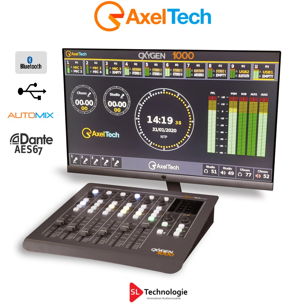 OXYGEN 1000 BT AES67 Axel Technology Console Numérique Broadcast