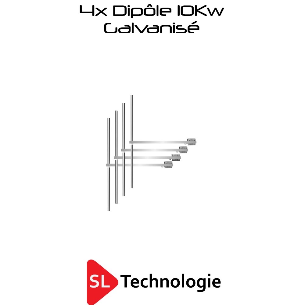 Système 4xAntenne Dipôle 88-108MHz FM Galva 10Kw