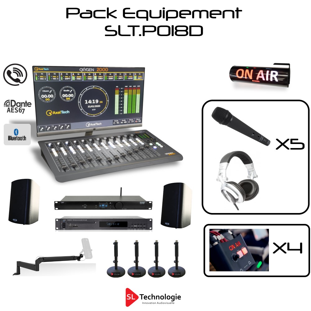 Pack Equipement Studio Radio FM/DAB+ WebRadio 5 Micros DANTE AES67 - SL  Technologie