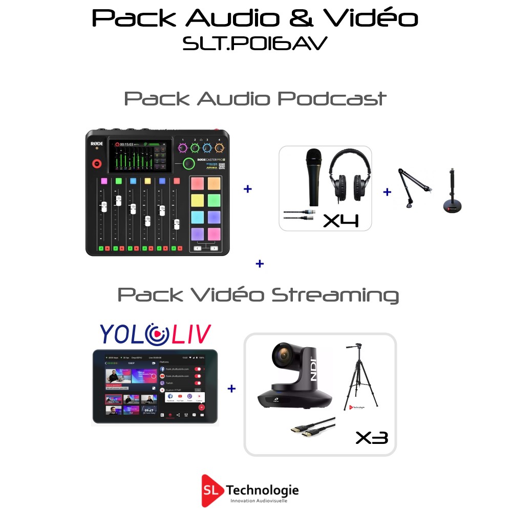 Pack WebRadio Podcast Vidéo Streaming 4 micros 3 caméras PTZ