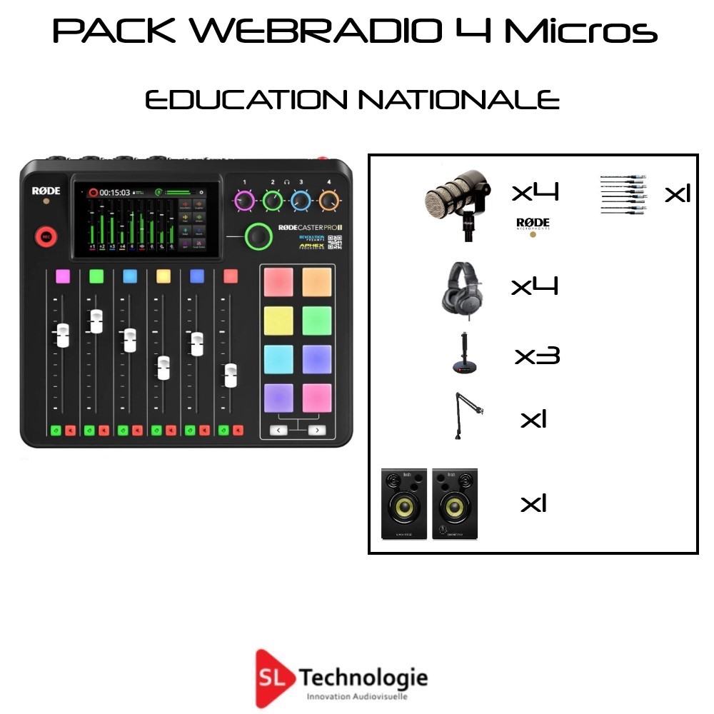 Pack Equipement Studio Radio FM/DAB+ WebRadio 5 Micros DANTE AES67 - SL  Technologie